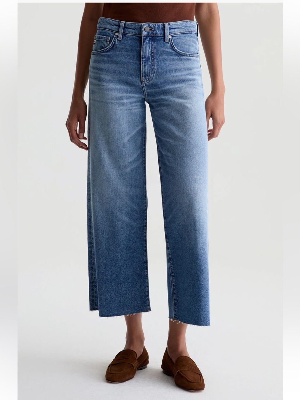 AG Saige Raw Hem Wide Leg Ankle Jeans